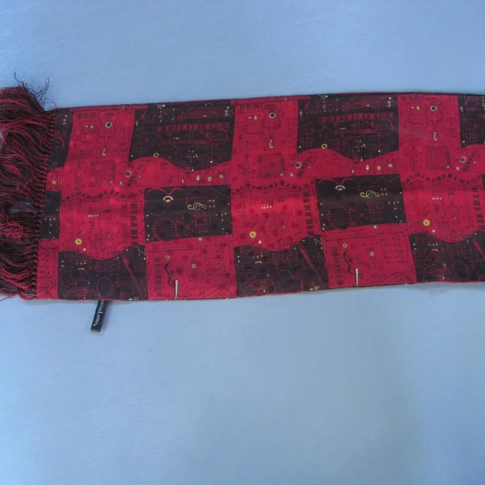 Zazou Luxe Unisex Red Scarf Tasseled Double Size-55x11 in